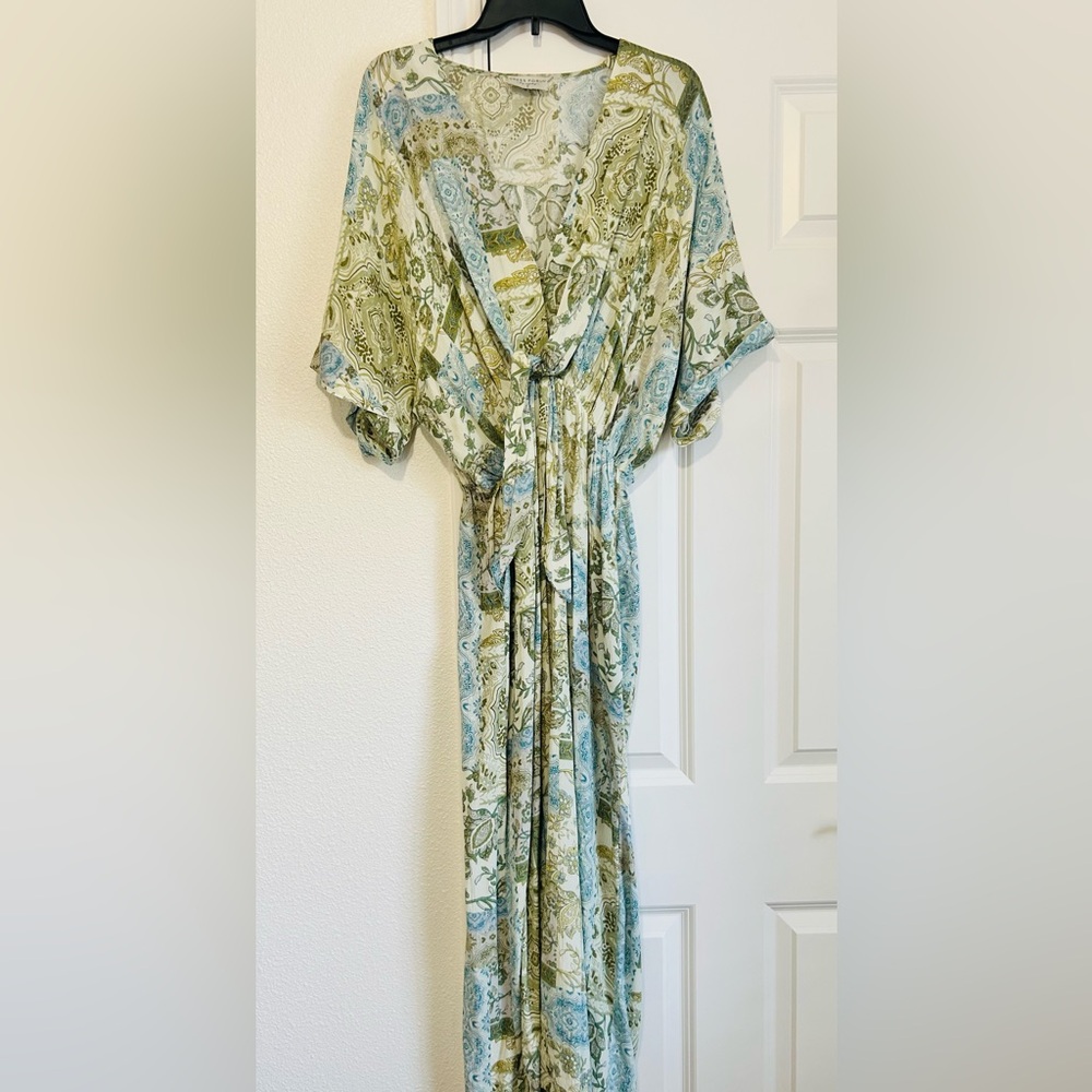 Breezy, Green, Blue & Cream Print Palazzo Pant Jumper